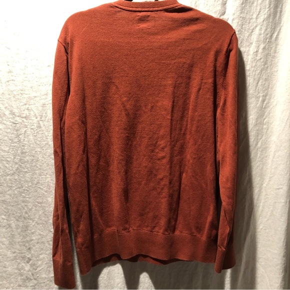 Gap Mens pullover v neck all cotton medium weight sweater terracotta color L - Picture 6 of 7